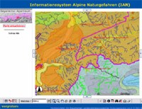Kartenausschnitt des Informationssystems Alpine Naturgefahren