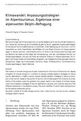 Klimawandel: Anpassungsstrategien im Alpentourismus. Ergebnisse einer alpenweiten Delphi-Befragung.