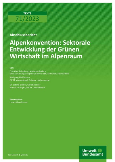 Alpine Convention - Sectoral development of the Green Economy in the Alpine region