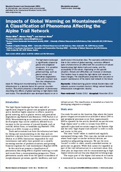Impacts of Global Warming on Mountaineering: A Classification of Phenomena Affecting the Alpine Trail Network